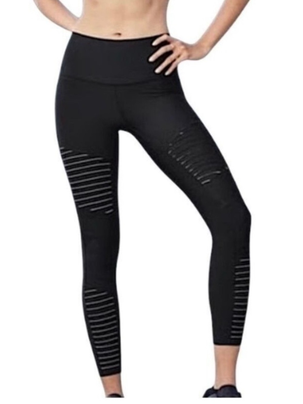 ALO Airlift black 7/8 Moto Legging black grey stripe M